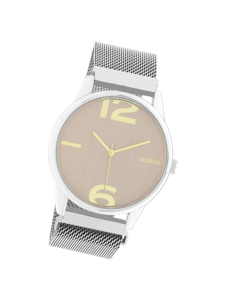 Analog-Armbanduhr Oozoo Timepieces silber groß (ca. 40mm)