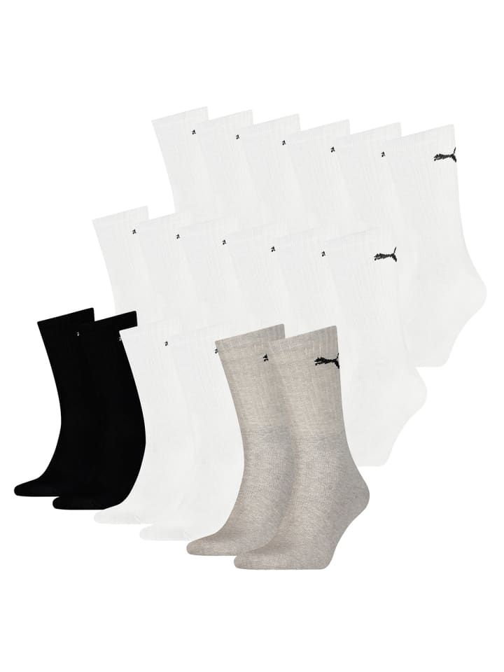 Socken 18 Paar Puma Sport Cush Crew in 325 - white/grey/black