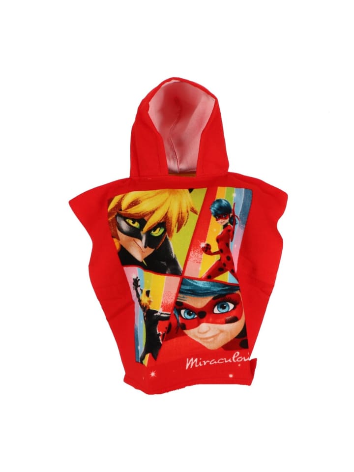 Miraculous Ladybug Badeponcho für Kinder Mit Kapuze und super in Rot