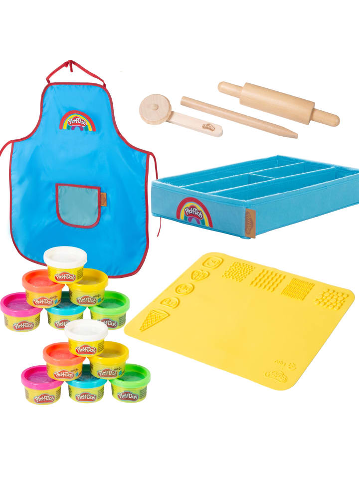 Play-Doh XL Spielset – Canvasbox, 3D-Kreativmatte, 12 Knete, Holzwerkzeuge