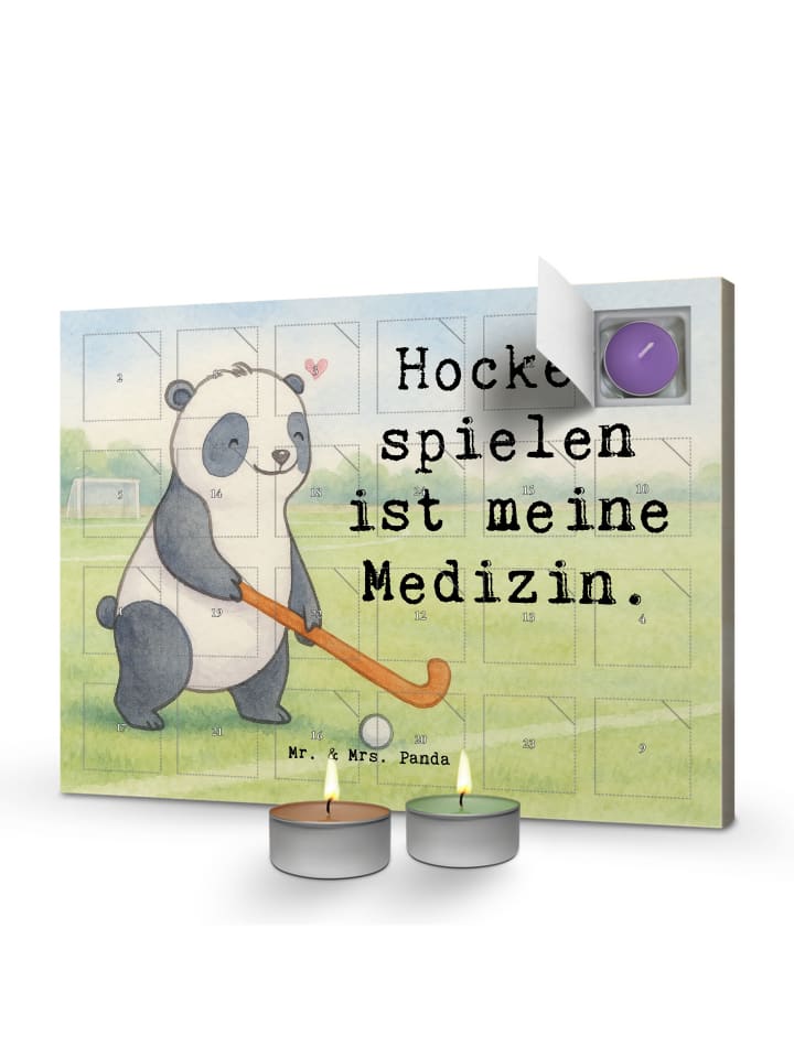 Adventskalender Panda Hockey spielen Design mit... in Weiß