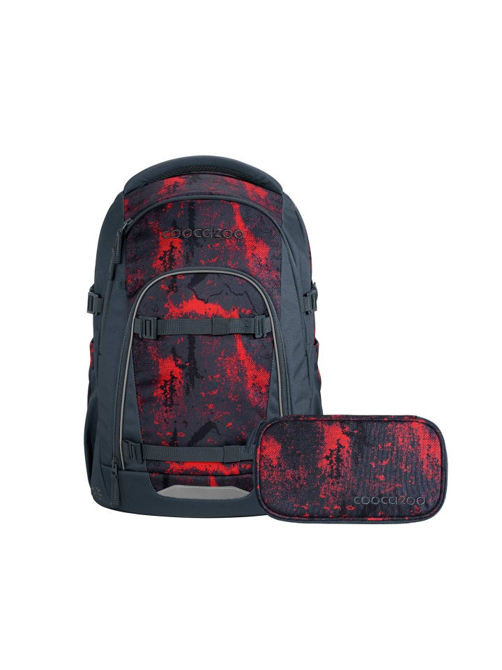 Schulrucksack MATE "Broken Black" 2-tlg. in Schwarz/Rot