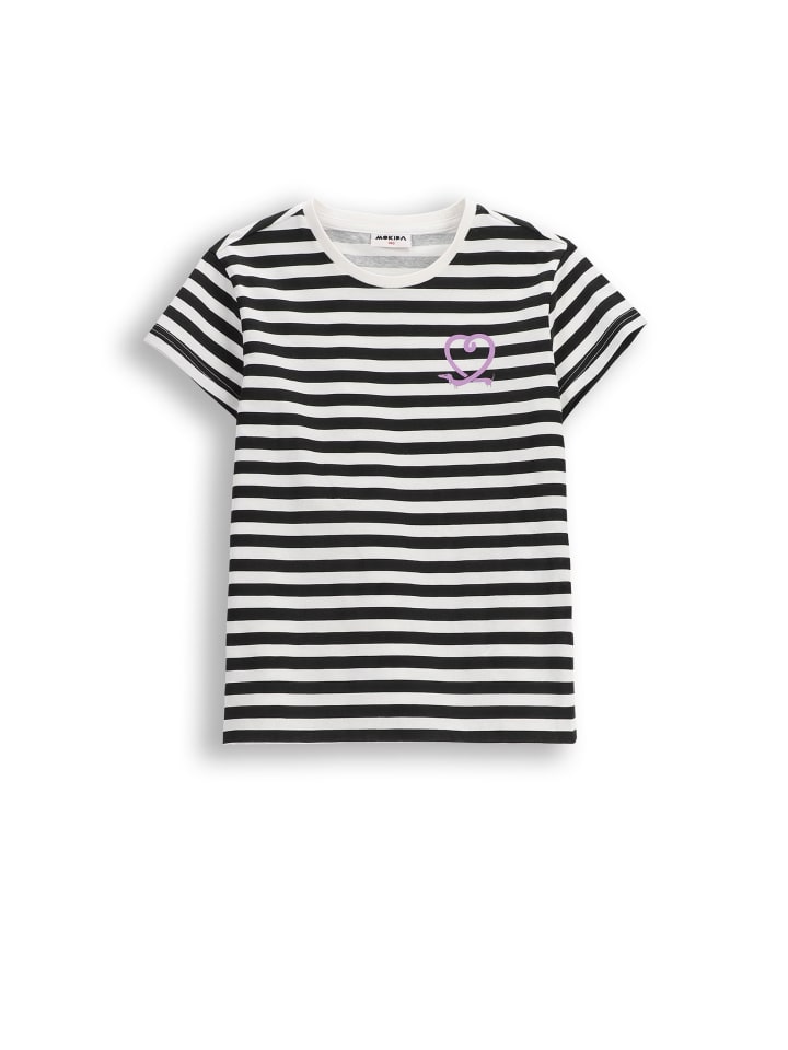 Baumwoll-T-Shirt mit kurzen Ärmeln in schwarz