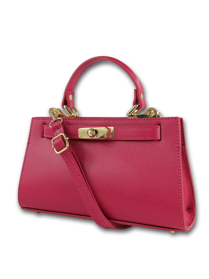 Leder Umhängetasche Toscanto Tasche pink, fuchsia ca. 23cm
