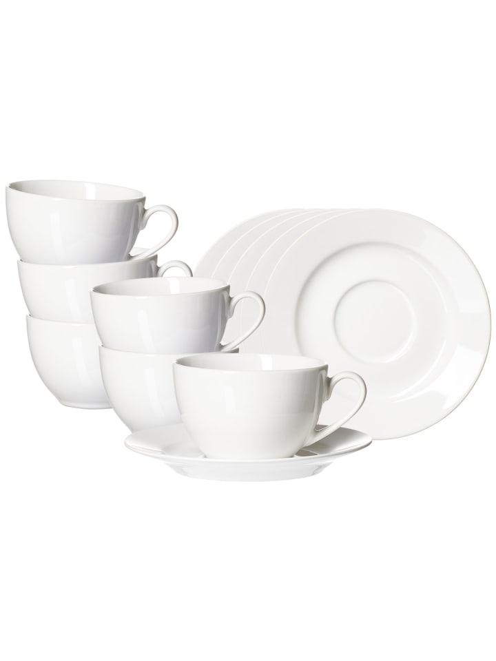 12-tlg. Kaffeetassen mit Untertassen Volos in Weiß 220 ml