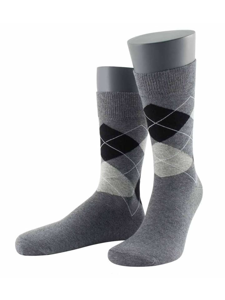 Baumwollsocke Gold Scotish Argyle in grau