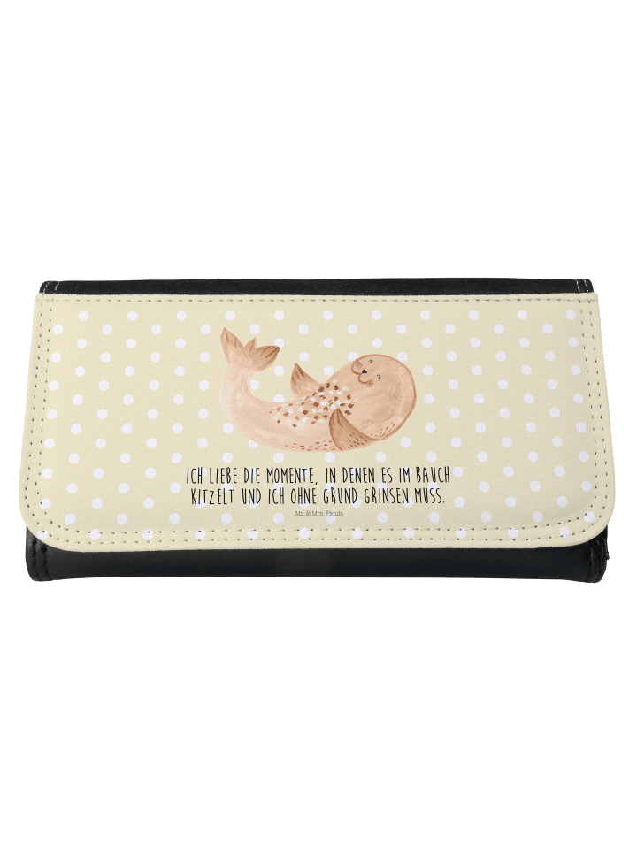 Wallet Robbe Liegen mit Spruch in Gelb Pastell