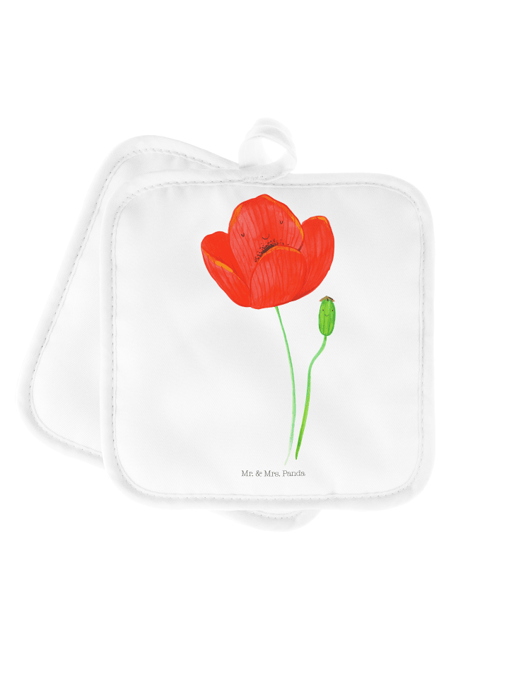 Topflappen Blume Mohnblume ohne Spruch in Weiß