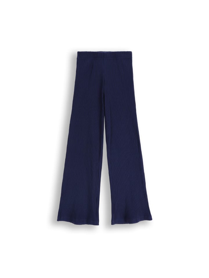 Gerippte Leggings mit langem Hosenbein in dunkelblau