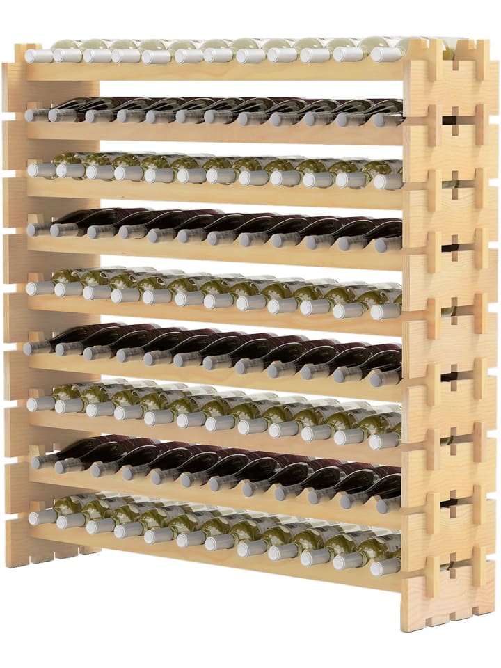Weinregal Holz stapelbar 120 x 29 x 106 cm in Hellbraun