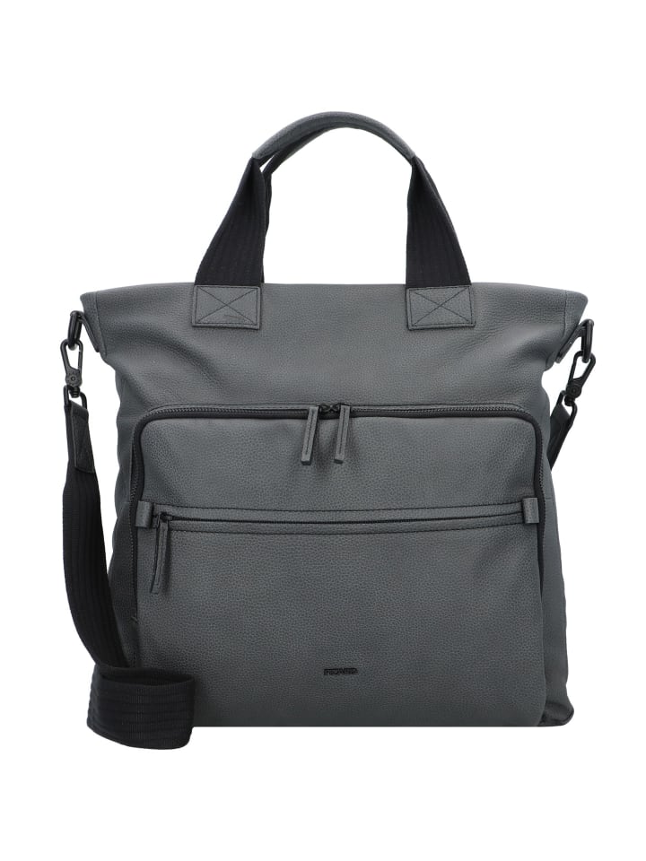 Casual Handtasche Leder 41 cm Laptopfach schwarz