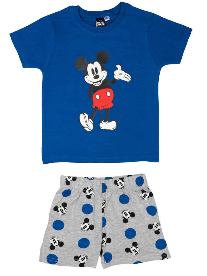 Disney Mickey Mouse Schlafanzug  Kurzarm in blau/grau