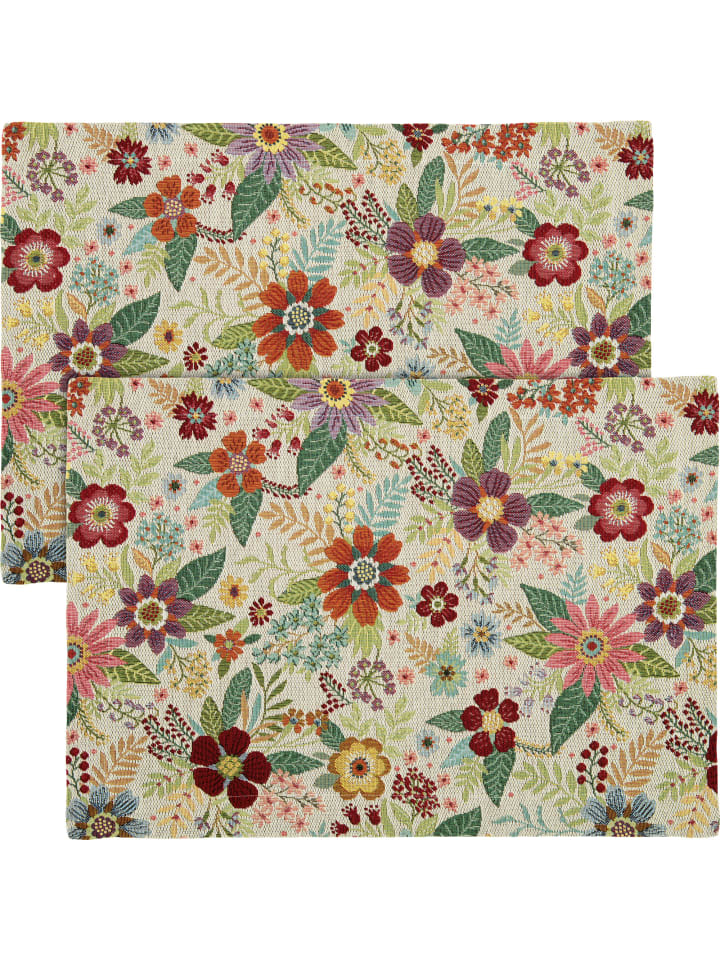 Jacquard, Baumwollmischung, Gewebt Tischset 2er-Pack in natur-bunt