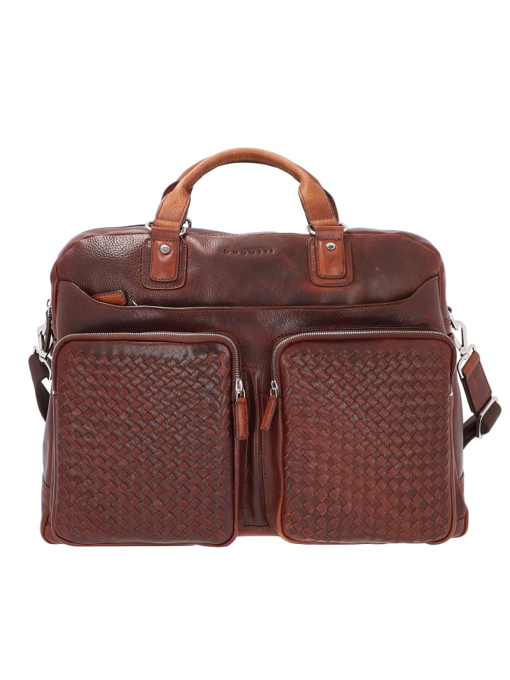 Woven Aktentasche Leder 48 cm british tan