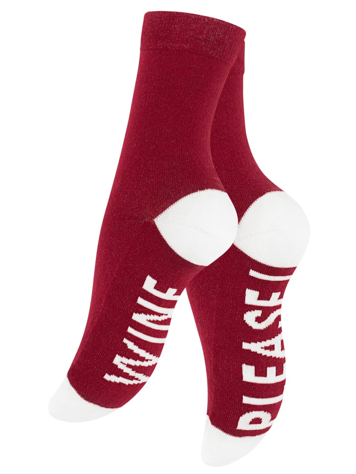 Under-Statement-Socks mit lustigen Sprüchen in Wine Please