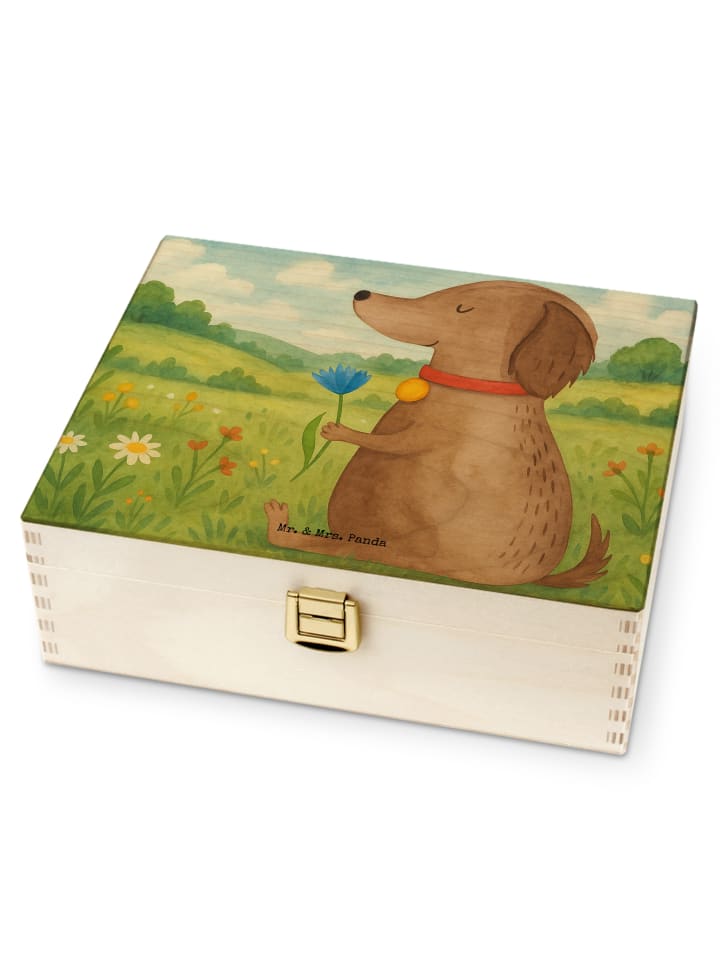 Tee Aufbewahrung Hund Blume Design ohne Spruch in Weiß