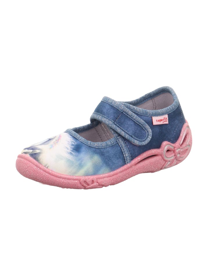 Hausschuh BELINDA in Blau/Rosa