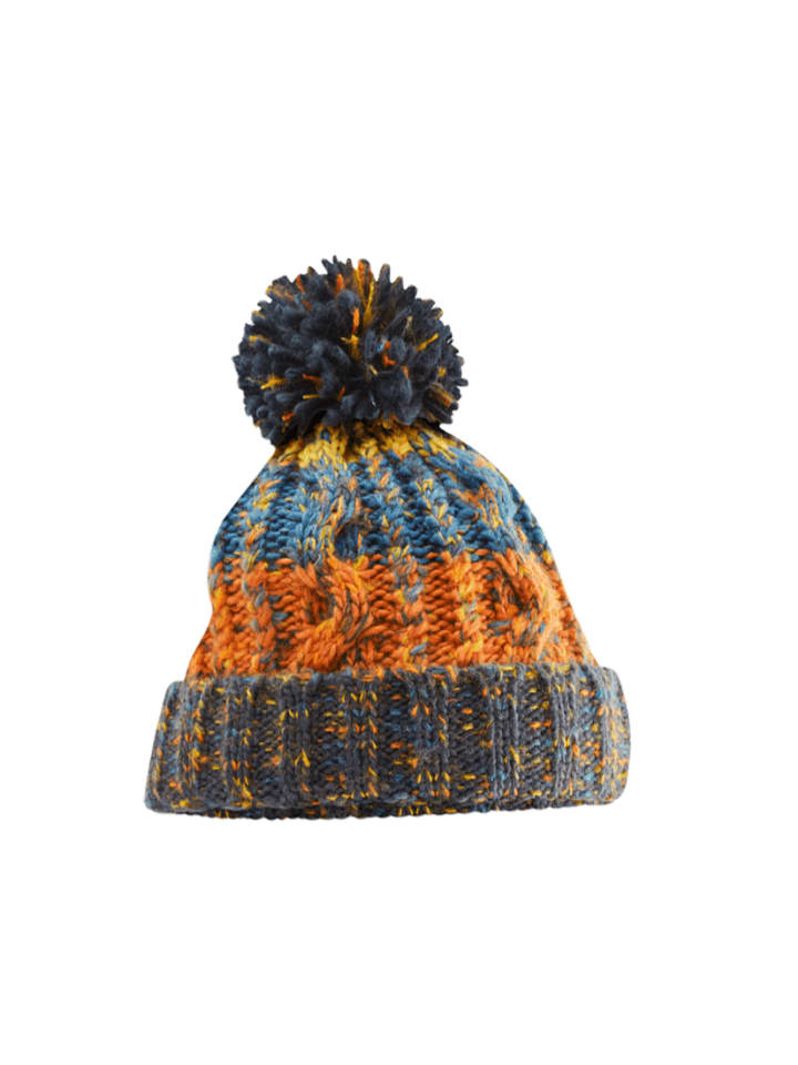 Unisex Strickmütze mit Fleecefutter und Bommel für Damen & Herren in Orange