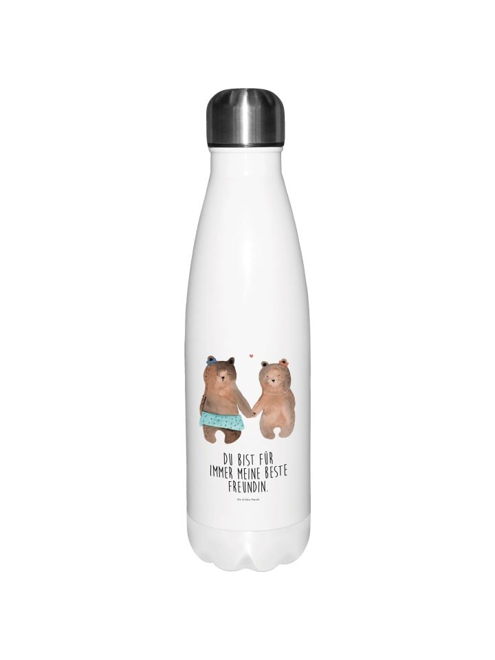 Thermosflasche Bär Freundin mit Spruch in Weiß