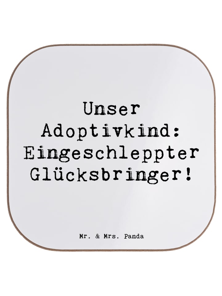 Untersetzer Adoptivkind Glücksbringer mit Spruch in Weiß