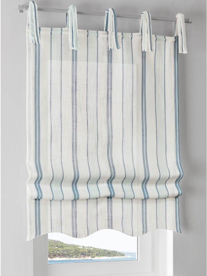 Raffrollo in offwhite-blau