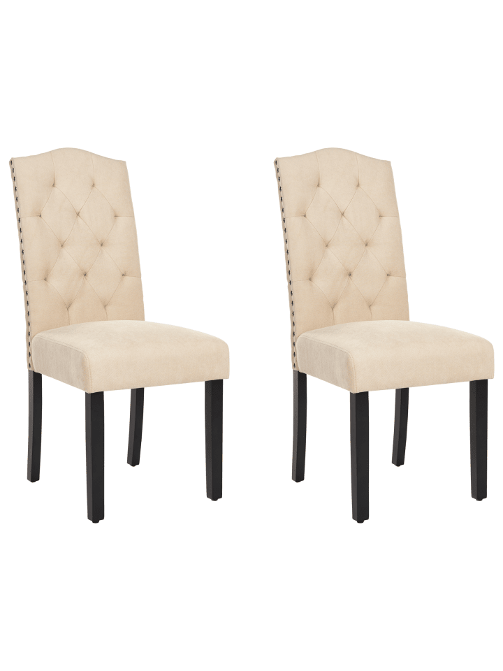 2er-Set Esszimmerstuhl SHIRLEY in Beige/Schwarz