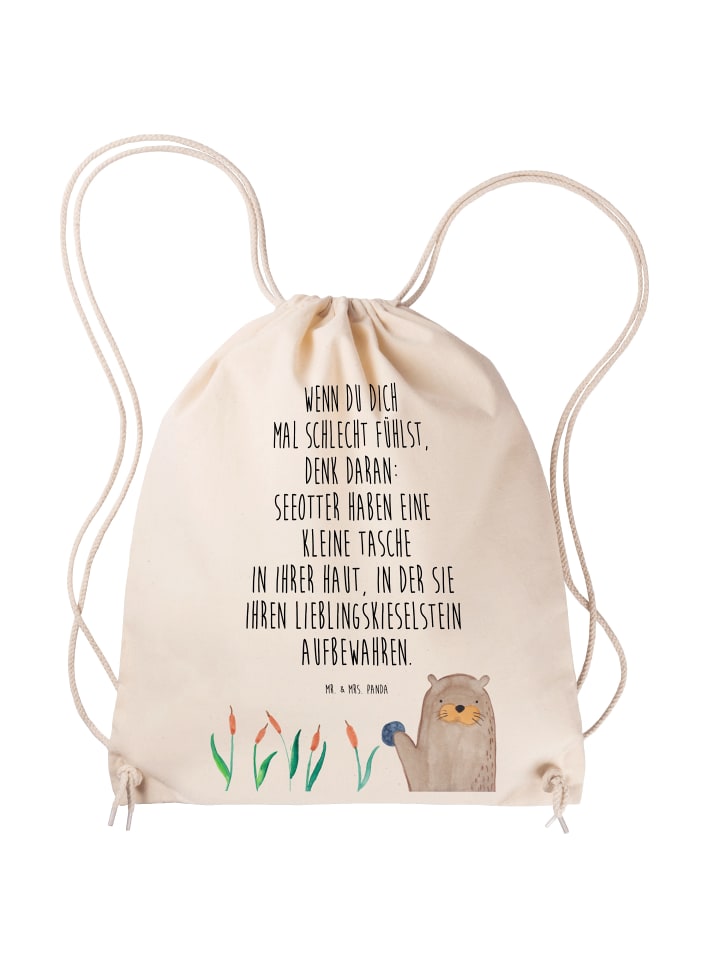 Sportbeutel Otter Stein mit Spruch in Creme