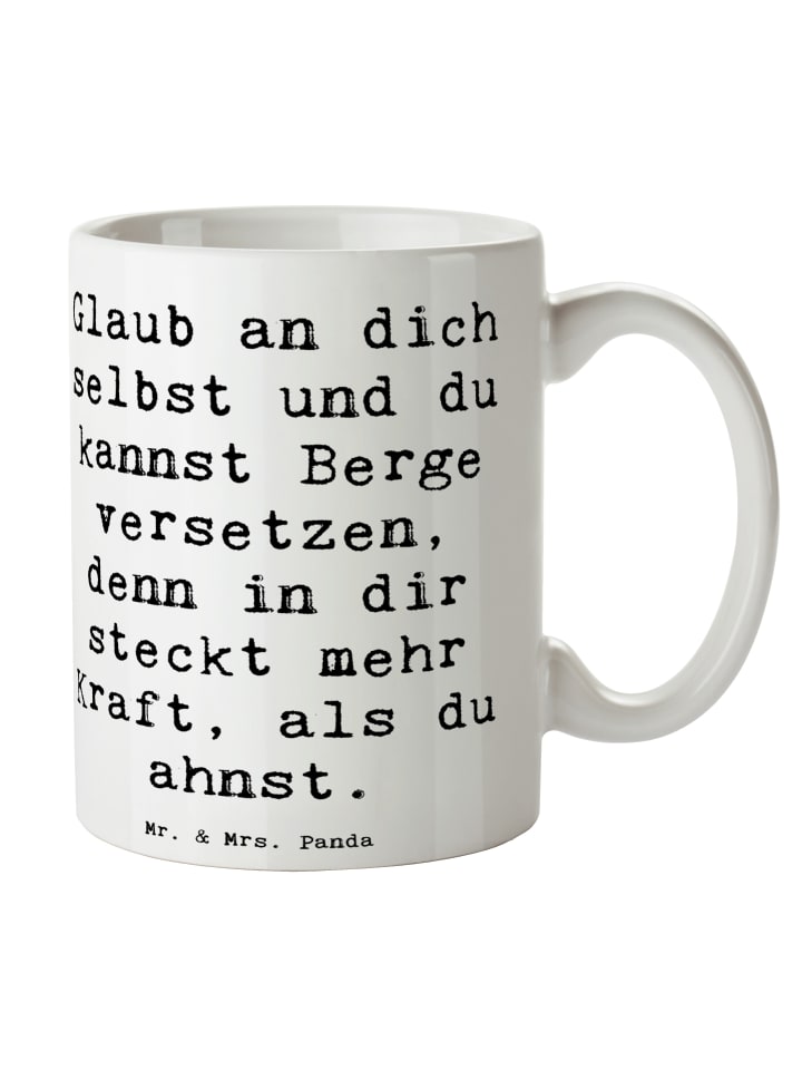 Kaffeetasse Spruch Selbstvertrauen stärken mit ... in Weiß