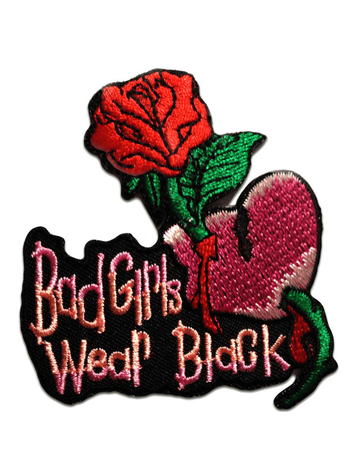 Bad Girls Wear Black! BikerApplikation Bügelbild inRosa