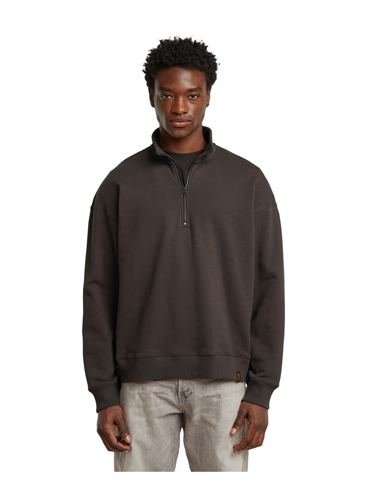 Essential Loose Half Zip Sweater deep brown