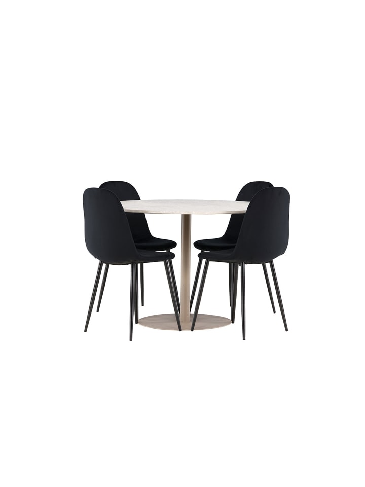 Essgruppe Lycke (5-teilig) Beige, schwarz 110 x 110 cm
