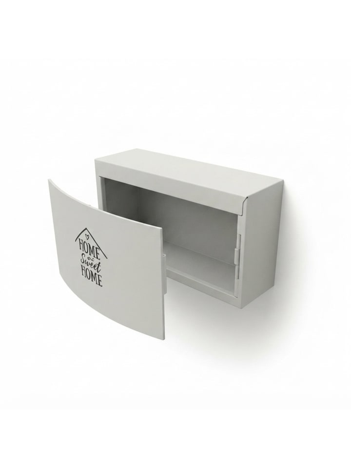 Schlüsselkasten "Home Sweet Home" in Weiß - (B)21 x (H)24 x (T)6,5 cm