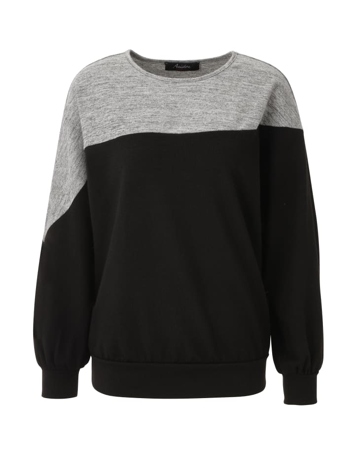Sweatshirt in schwarz-hellgraumeliert