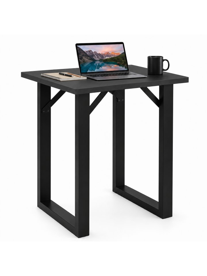 Holz Bartisch Stehtisch Tisch Tresen Xona 80x80 cm in Schwarz / Anthrazit