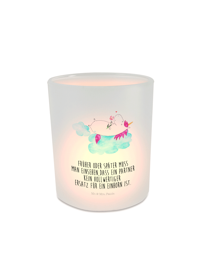 Kerzenhalter Einhorn Verliebt mit Spruch in Transparent