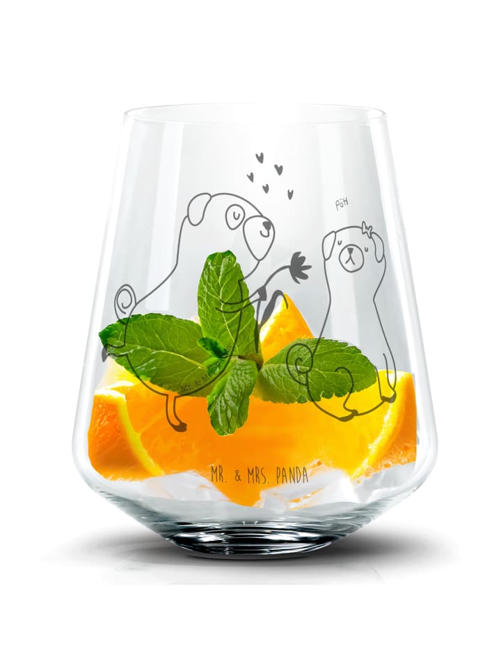 Tumbler Glas Mops Verliebt ohne Spruch in Transparent