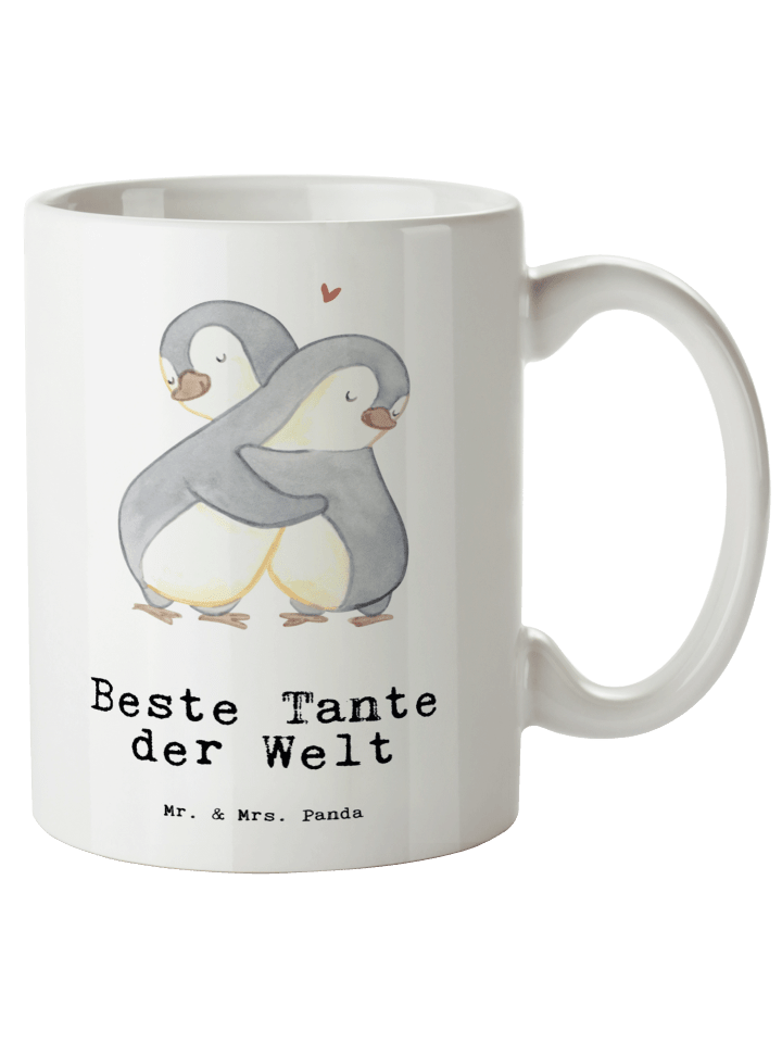 Tasse Pinguin Beste Tante der Welt mit Spruch in Weiß