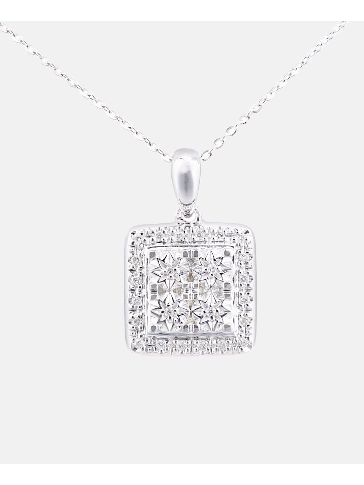 Halskette mit Anhänger aus 375 Weißgold mit 0.07 Karat Diamant