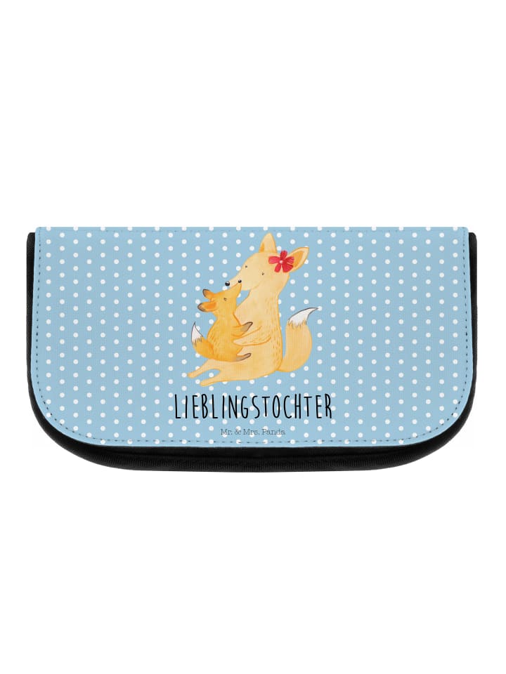 Schminktasche Fuchs Mama mit Spruch in Blau Pastell