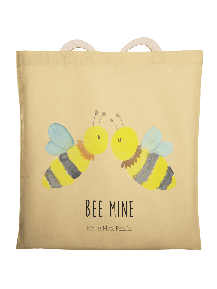Tote Bag Biene Liebe mit Spruch in Gelb Pastell