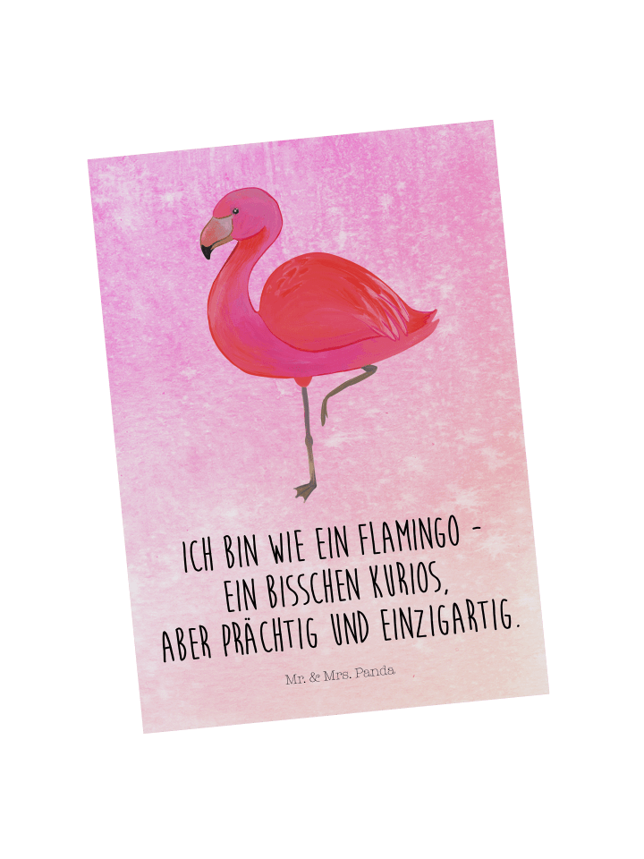 Ansichtskarte Flamingo Classic mit Spruch in Aquarell Pink