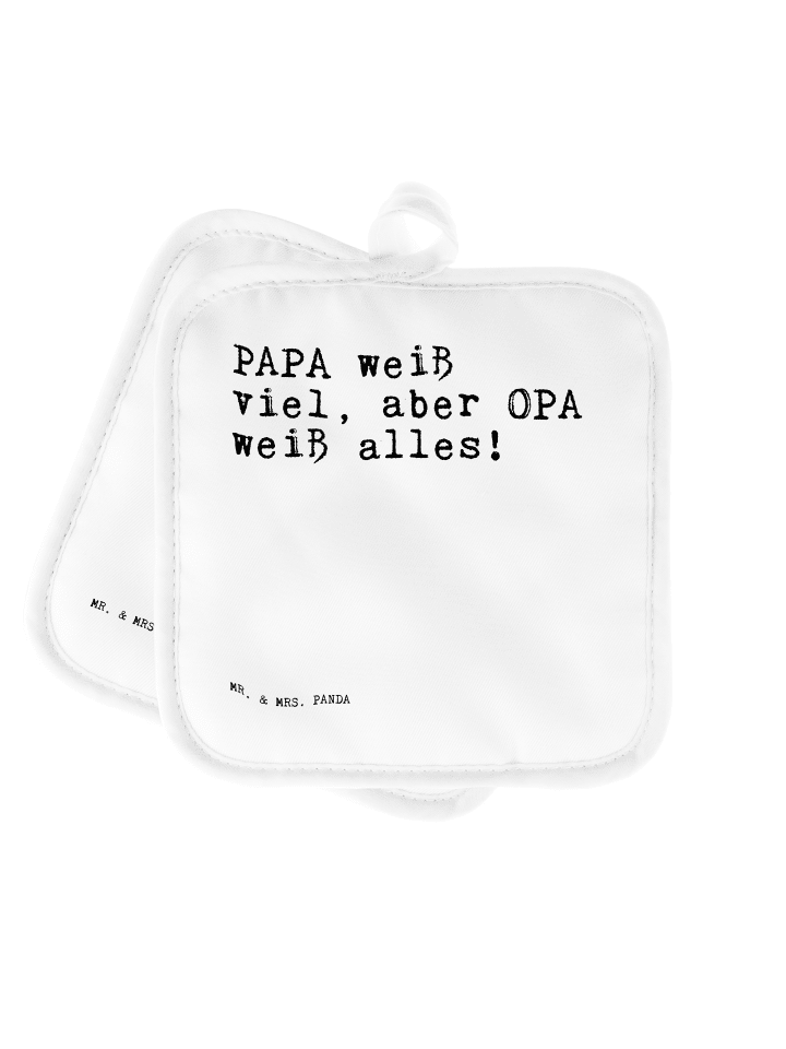 Topflappen PAPA weiß viel, aber... mit Spruch in Weiß