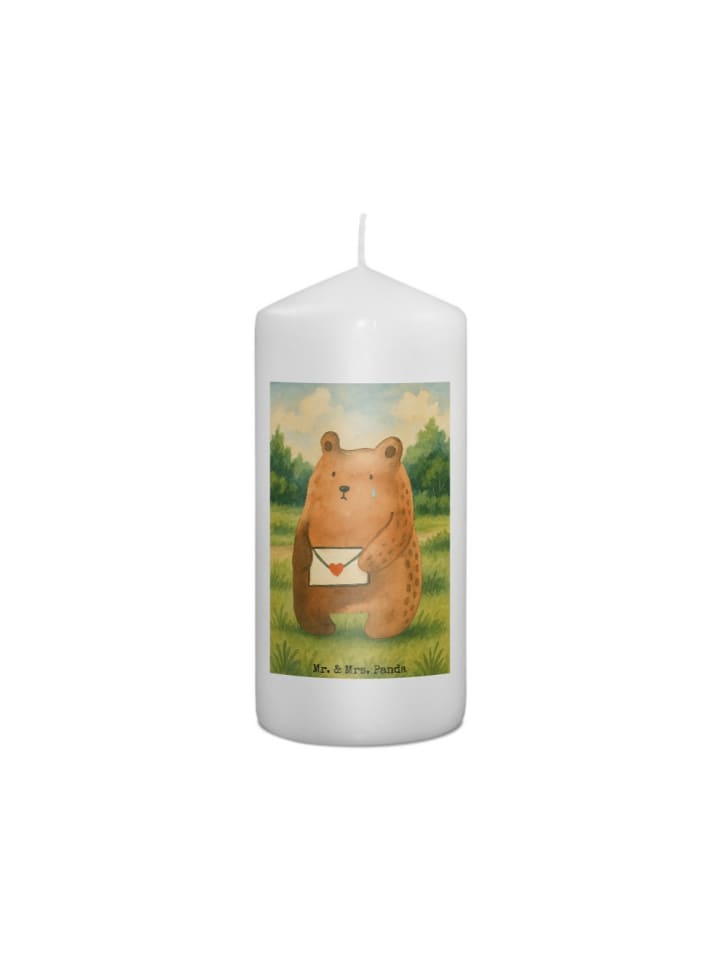 Kerze Bär Vermissen Design ohne Spruch in Weiß