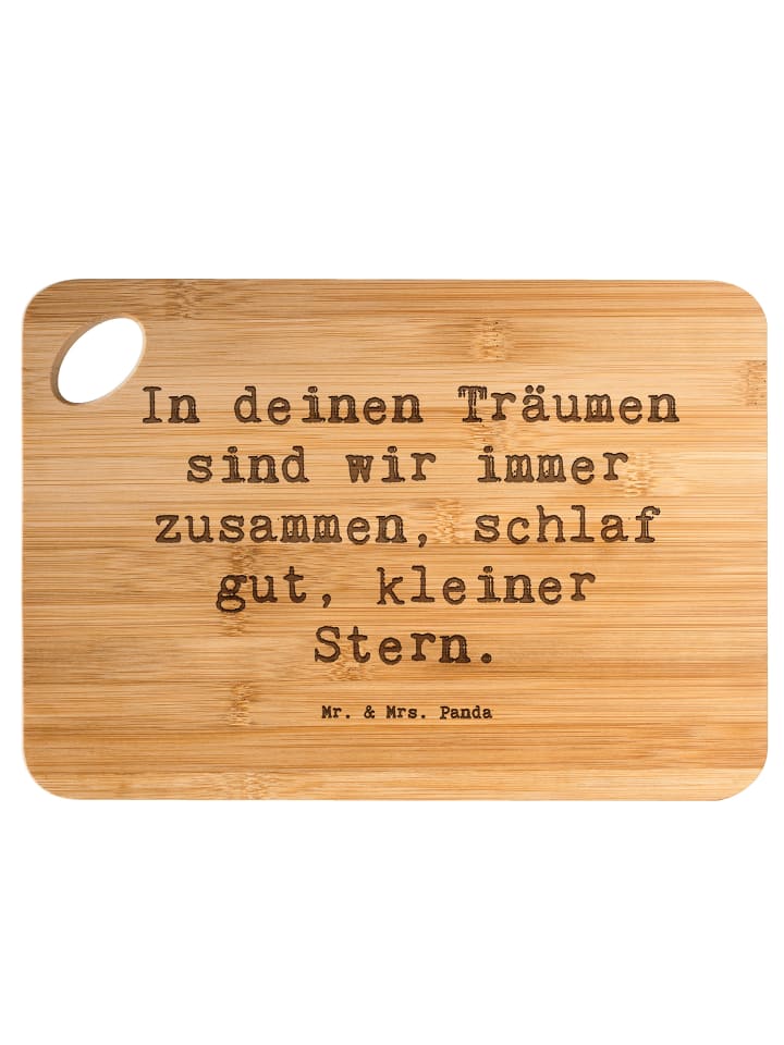 Brotzeitbrett Spruch Alleine schlafen lernen mi... in Braun