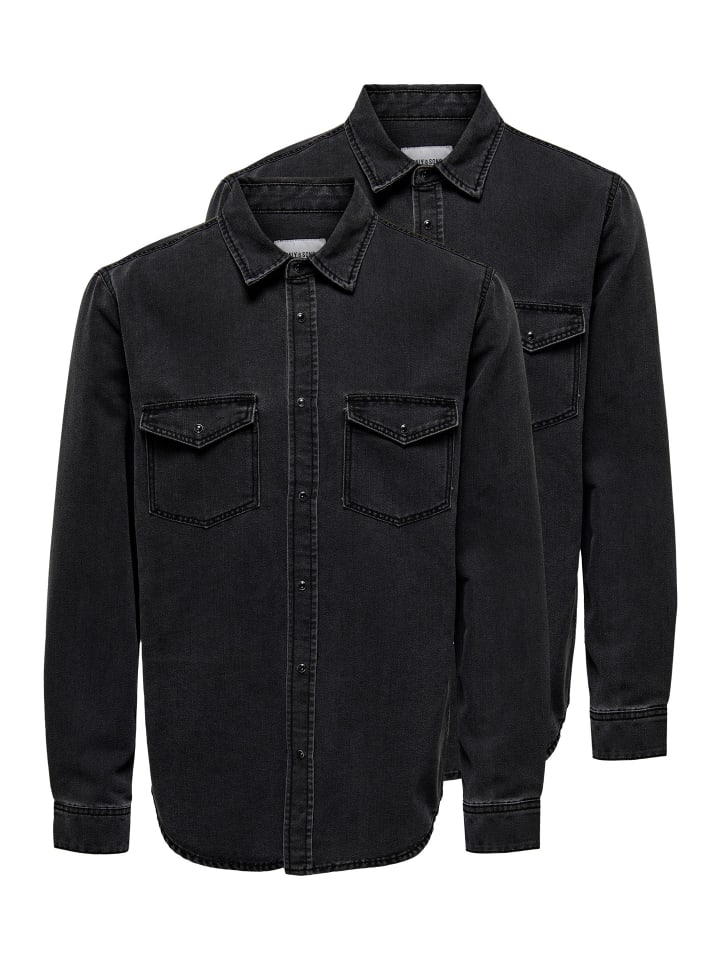 Jeanshemd Bane in Dark grey denim