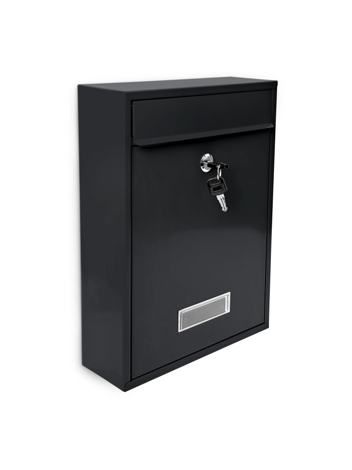 Briefkasten in Schwarz - (B)35 x (H)26,5 x (T)8,5 cm