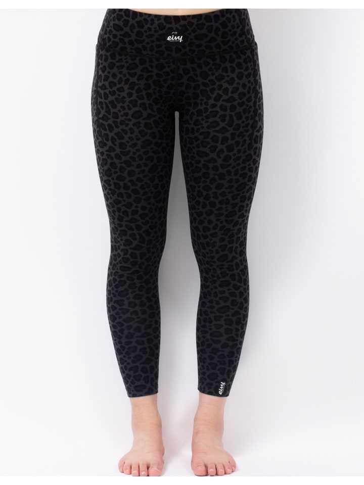 Funktionstights Pocket Wool Tights in Black Leopard