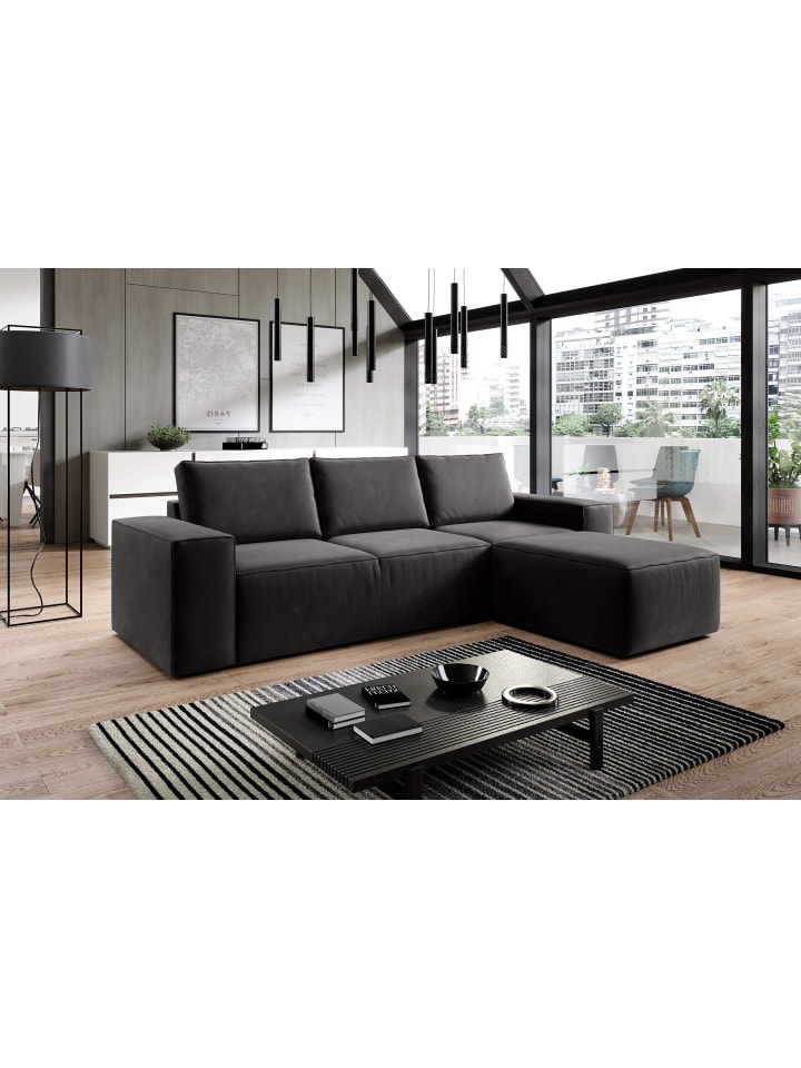 Rush Recamiere Rechts in Asphalt -  (L) 302 x (B) 302 x (H) 95 cm