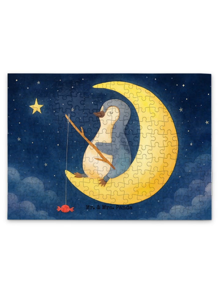 Puzzle Pinguin Mond Design ohne Spruch in Weiß