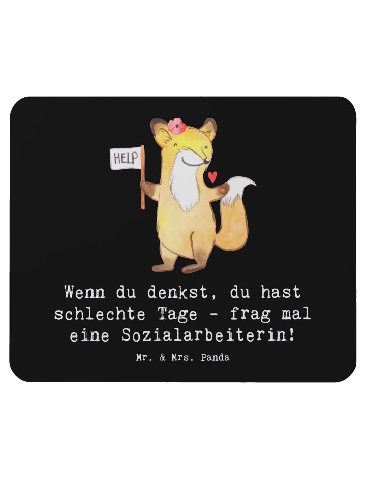 Mauspad Sozialarbeiterin Stärketage mit Spruch in Schwarz
